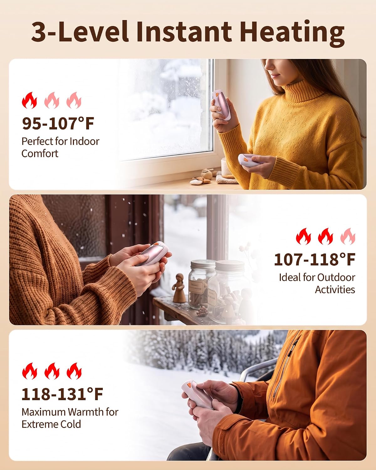 14000mAh Rechargeable Hand Warmers 2 Pack, Ultra-Long Battery Life Portable Heater, Dual-Side Fast-Heating, USB-C Charging Case Gifts for Outdoor Camping Hunting
