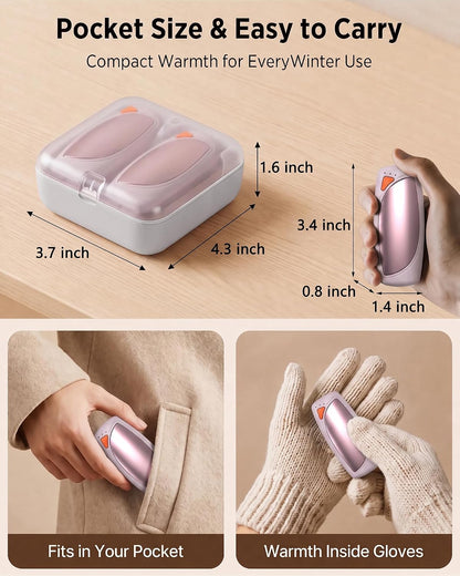 14000mAh Rechargeable Hand Warmers 2 Pack, Ultra-Long Battery Life Portable Heater, Dual-Side Fast-Heating, USB-C Charging Case Gifts for Outdoor Camping Hunting