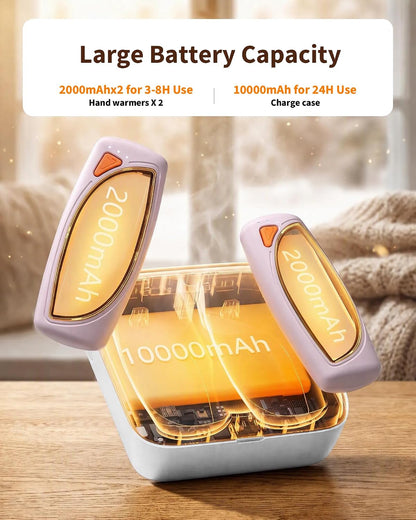 14000mAh Rechargeable Hand Warmers 2 Pack, Ultra-Long Battery Life Portable Heater, Dual-Side Fast-Heating, USB-C Charging Case Gifts for Outdoor Camping Hunting
