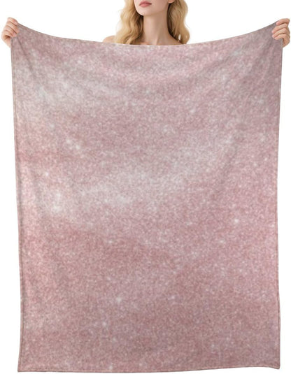 Festive Pink Shimmer Throw Blanket, Portable Throw Blankets for Women Men, Soft Plush Bed Blankets Decor Gifts for Sofa Couch Bedroom Living Rooms Warm All Season Home
