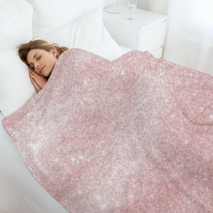 Festive Pink Shimmer Throw Blanket, Portable Throw Blankets for Women Men, Soft Plush Bed Blankets Decor Gifts for Sofa Couch Bedroom Living Rooms Warm All Season Home