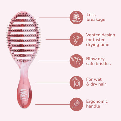 Speed Dry Hair Brush, Pink (Sweet Seaglass) - Vented Design & Soft HeatFlex Bristles Are Blow Dry Safe - Ergonomic Handle Manages Tangles - Pain-Free Hair Accessories