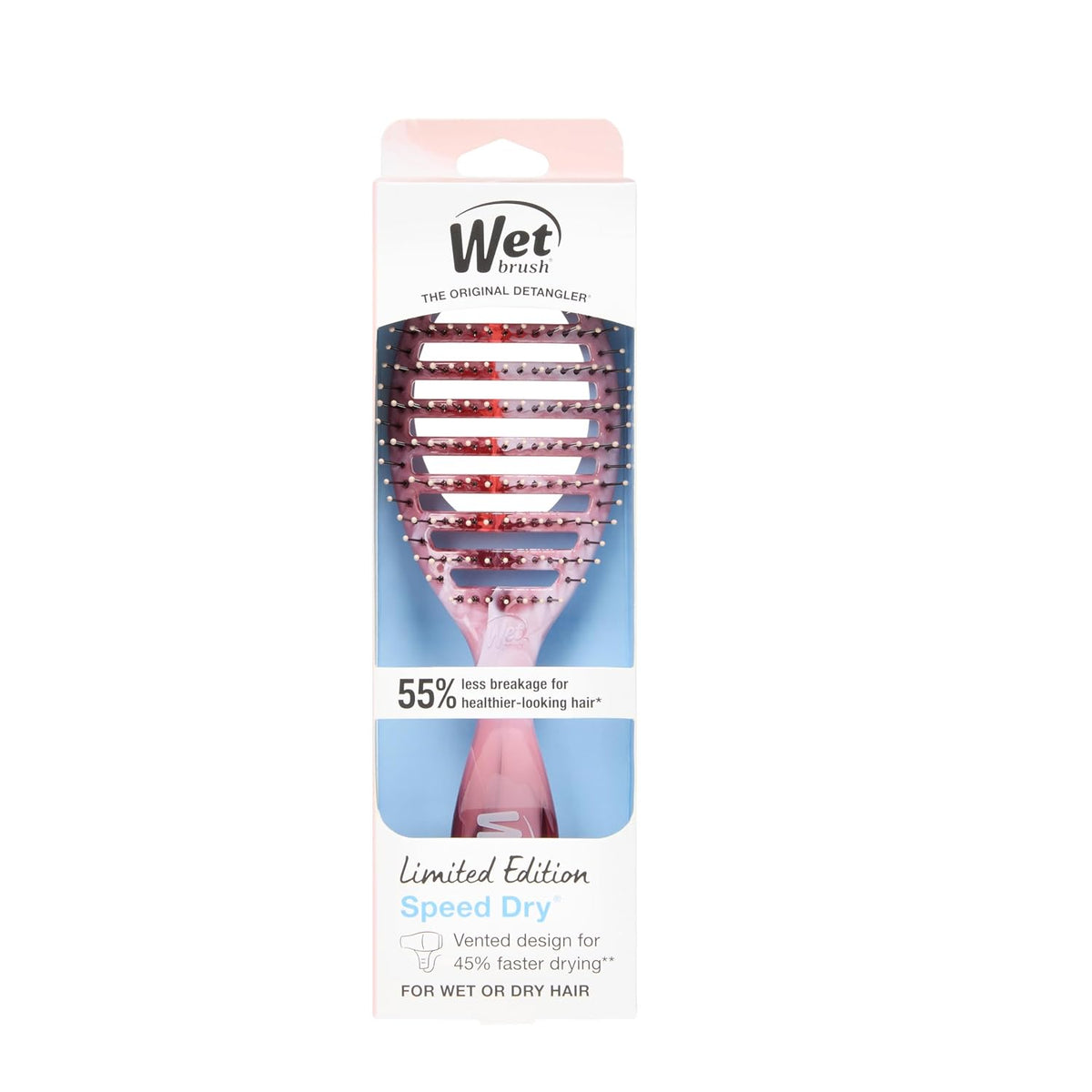 Speed Dry Hair Brush, Pink (Sweet Seaglass) - Vented Design & Soft HeatFlex Bristles Are Blow Dry Safe - Ergonomic Handle Manages Tangles - Pain-Free Hair Accessories