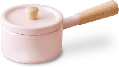 MLKP-14 Hot Pot, Double-Handed Pot, Milk Pan, 5.5 inches (14 cm), Non-Stick Ingredients, Stain Removal, Comfortable Ceramic Coating that Continues to Use "Run" in Use, Light Pink