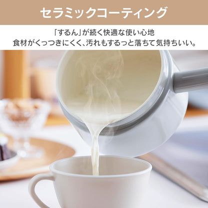 MLKP-14 Hot Pot, Double-Handed Pot, Milk Pan, 5.5 inches (14 cm), Non-Stick Ingredients, Stain Removal, Comfortable Ceramic Coating that Continues to Use "Run" in Use, Light Pink