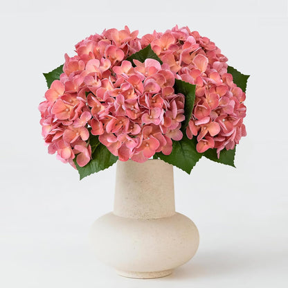 5PCS Hydrangea Artificial Flowers Fake Hydrangea Latex, Coral Peach