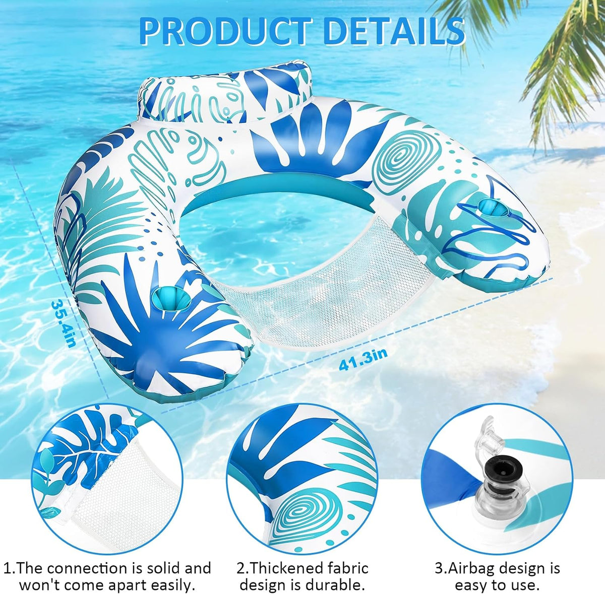Pool Floats Adult, 3Pack/2Pack/1Pack Inflatable Pool Float Chair
