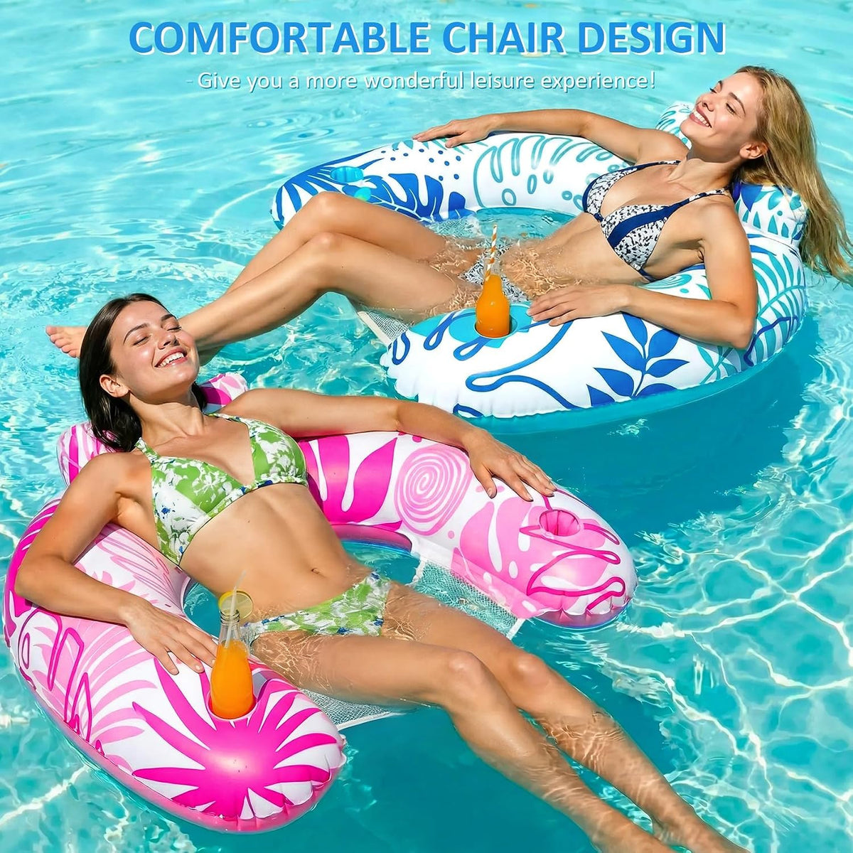 Pool Floats Adult, 3Pack/2Pack/1Pack Inflatable Pool Float Chair