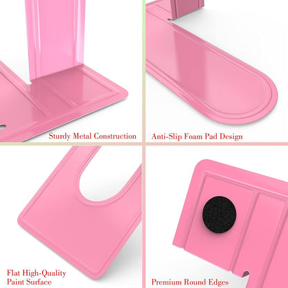Bookends, Book End Supports Heavy Duty Metal Bookend Support, Book Ends Supports for Shelves Decor Home Office School (2 Pairs/4 Pieces, Pink)