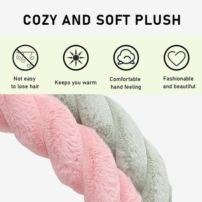 Fluffy Car Steering Wheel Cover, 15 Inches Anti-Slip Round Fuzzy Winter Steering Wheel Protector, Soft Warm Plush Steering Wheel Cover for Women Girls, Car Accessories (Pink, Round)