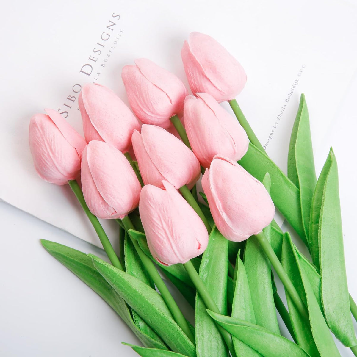 Artificial Tulips 10Pcs Real Touch PU Tulip Fake Flowers Pink