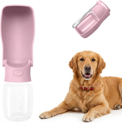 Portable Dog Water Bottle for Walking – 19oz / 12oz Foldable Pet Water Dispenser for Puppies, Medium & Large Dogs – Leak Proof Travel Water Bowl for Small Animals Dog Accessories(12OZ Pink)