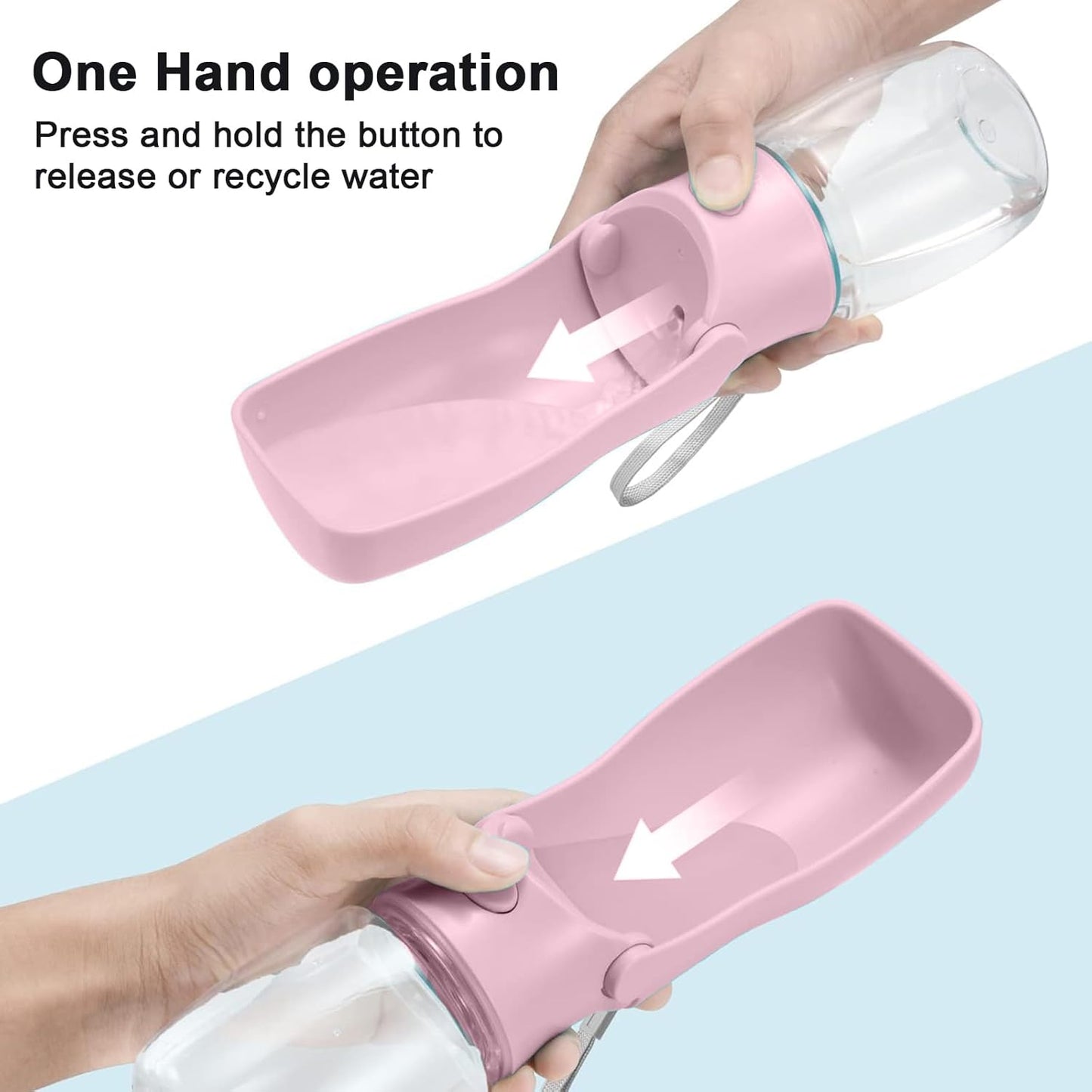 Portable Dog Water Bottle for Walking – 19oz / 12oz Foldable Pet Water Dispenser for Puppies, Medium & Large Dogs – Leak Proof Travel Water Bowl for Small Animals Dog Accessories(12OZ Pink)