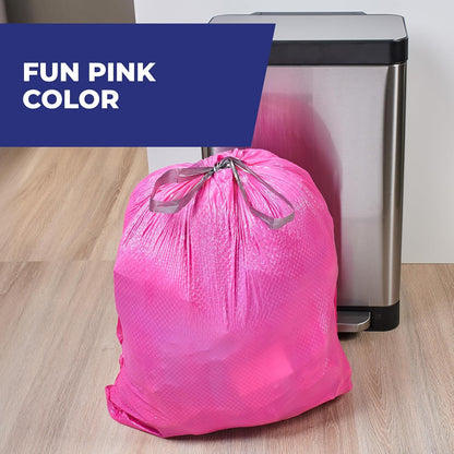Ultra Strong 13 Gal Pink Kitchen Trash Bags, Watermelon Scent, 110ct