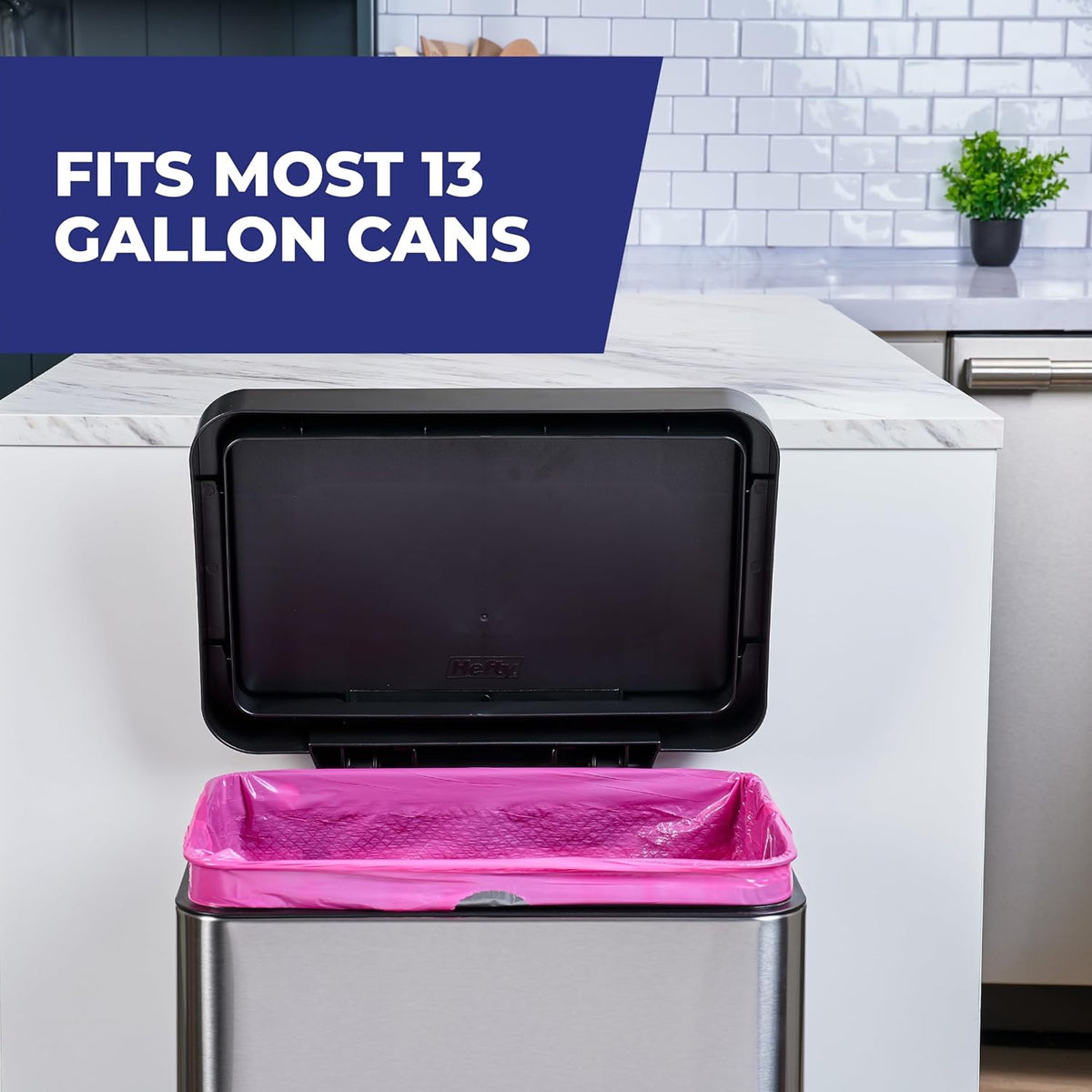 Ultra Strong 13 Gal Pink Kitchen Trash Bags, Watermelon Scent, 110ct