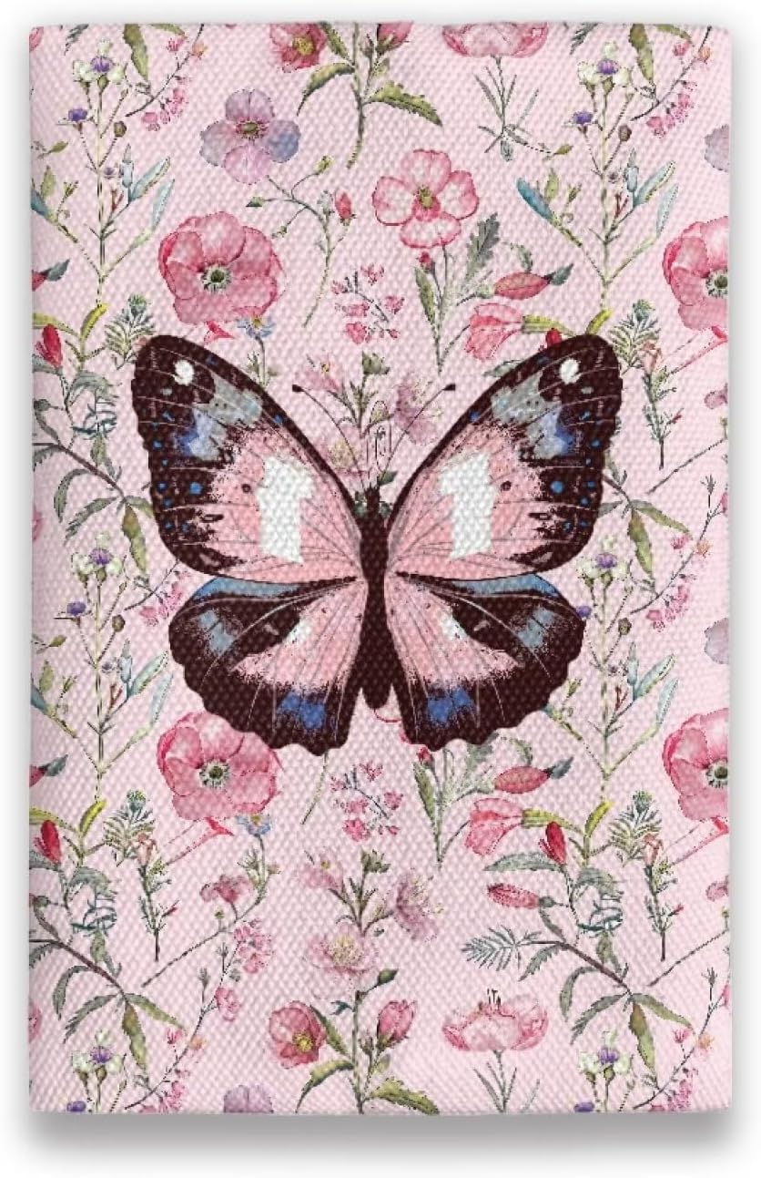 Pink Flower Tissue Holder Reusable Travel Tissue Pouch Fabric Purse Zipper Enclosed Pouches Tissue Holder for Purse Coins for Bag Car Office Home