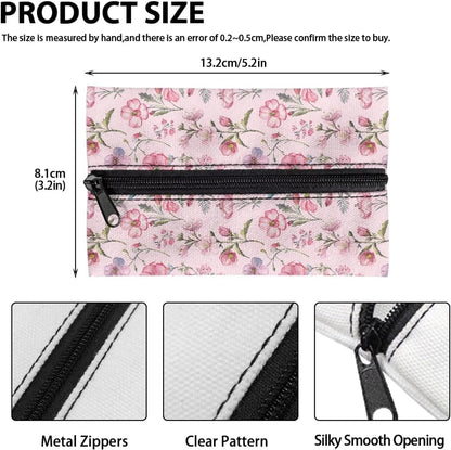 Pink Flower Tissue Holder Reusable Travel Tissue Pouch Fabric Purse Zipper Enclosed Pouches Tissue Holder for Purse Coins for Bag Car Office Home