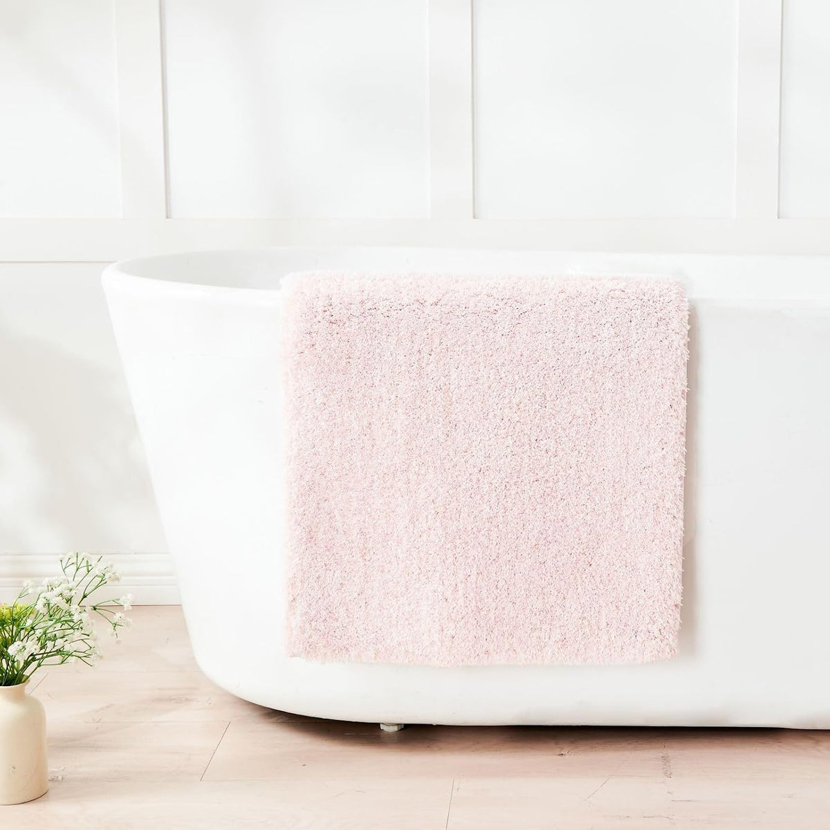 Sparkle Pink & White Bath Mat 32"x20" Non Slip Ultra Soft Washable