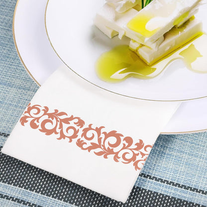 80 Count Rose Gold Guest Towels, 8 x 4.5 Inch Linen-Like Dinner Napkins Set