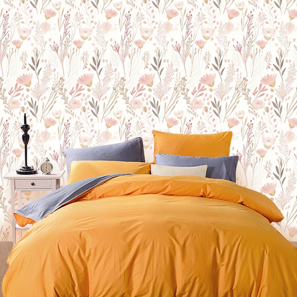 Pink Floral Wallpaper Peel and Stick, Boho Self Adhesive Removable Wall Paper for Bedroom Home Decoration 17.7 x 118 Inch