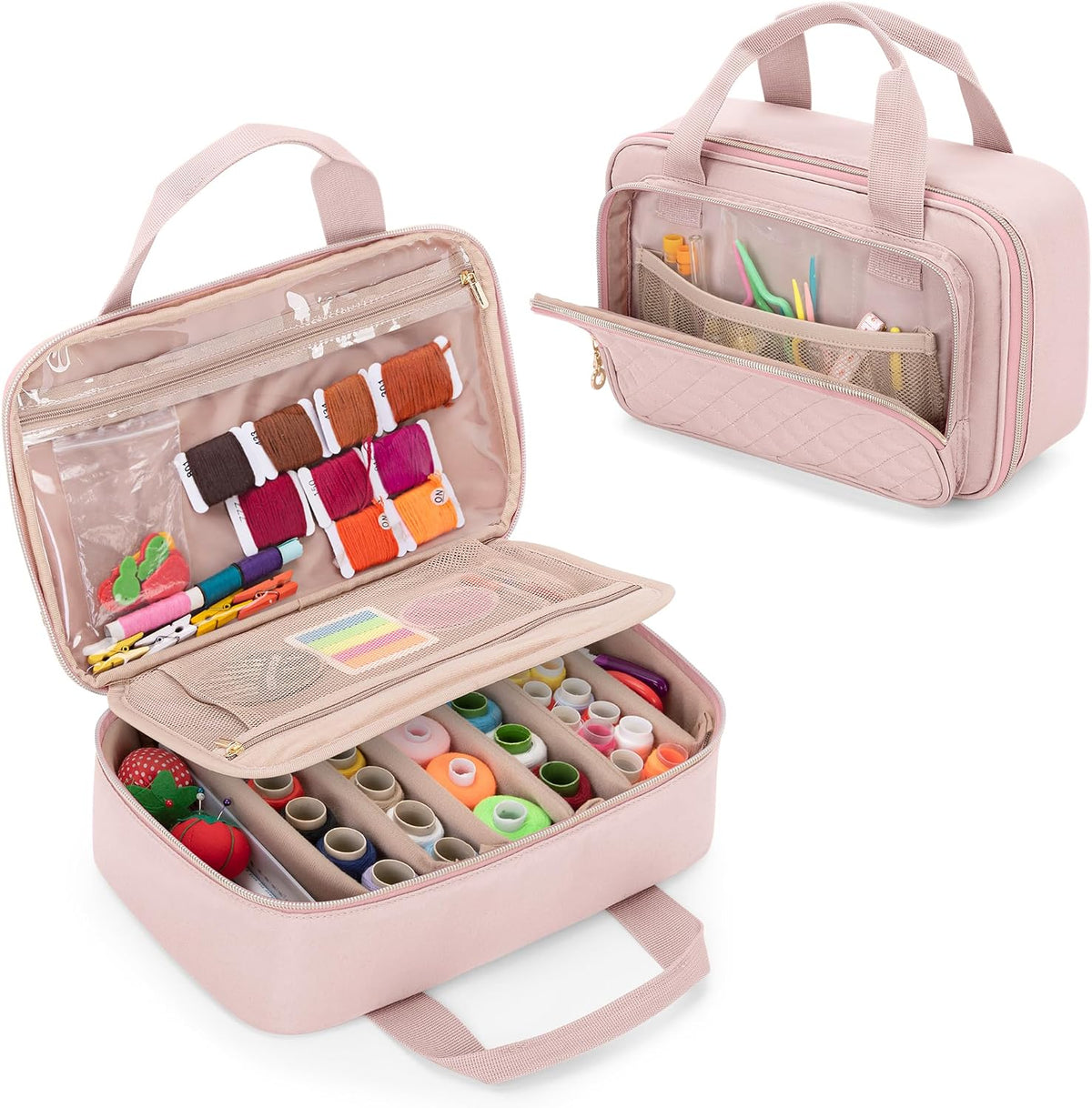 Puffer Sewing Organizer Bag, Sewing Supplies Organizer, Pink