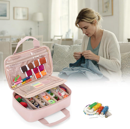Puffer Sewing Organizer Bag, Sewing Supplies Organizer, Pink