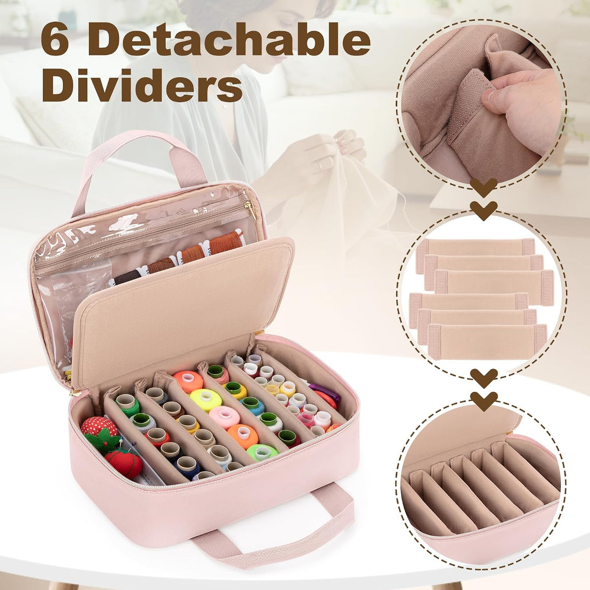 Puffer Sewing Organizer Bag, Sewing Supplies Organizer, Pink