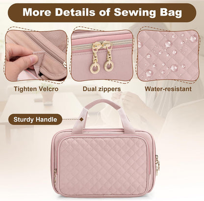 Puffer Sewing Organizer Bag, Sewing Supplies Organizer, Pink