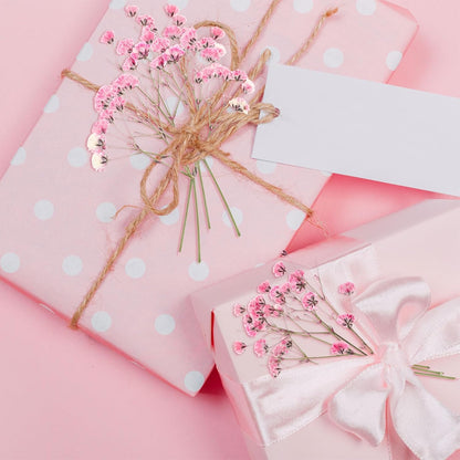 100 Pcs Dried Baby Breath Flowers Bulk Real Pressed,Pink