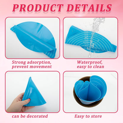 2 Pcs Non Stick Silicone Baking Mat Set with Measurements, Reusable Heat Resistant Dough Rolling Mat for Cake, Cookie, Bread Making - Blue & Pink (12x12 Inch)