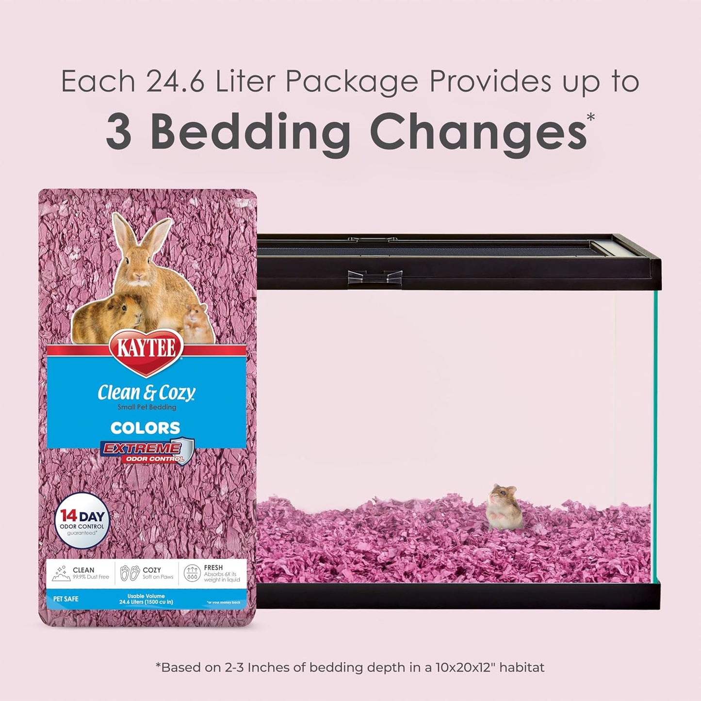 Kaytee Clean & Cozy Colors, Small Animal Bedding with Extreme Odor Control, Plum, 24.6 Liters