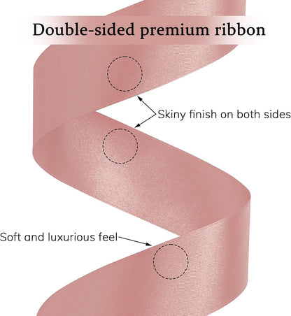 Double Face Peach Pink Satin Ribbon 1-1/2 inch X 100 Yards Fabric Ribbons for Gift Wrapping Bows Bouquet Sewing Craft Home Decor Hair Floral