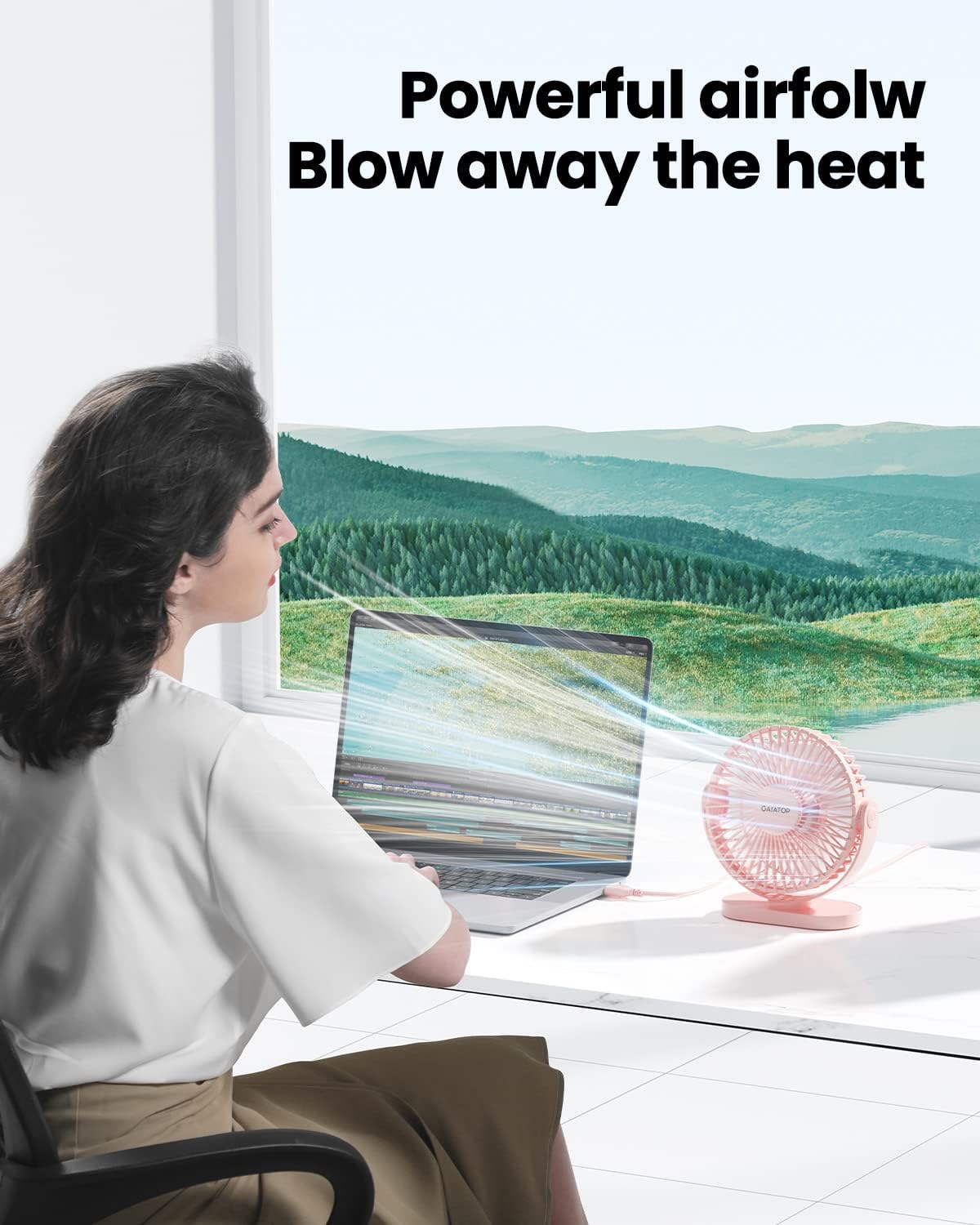 USB Desk Fan, 5.5 Inch Quiet 3 Speeds Small Portable Fan Pink