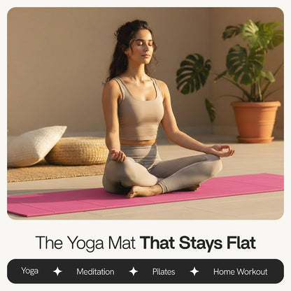 Folding Yoga Mat, TPE Folding Yoga Mat, Foldable Exercise Mat for Yoga, Pilates, Floor Workouts, Compact Design, Travel Friendly, Ideal for Home & Gym, Knee pad, Kneeling pad, No Roll Mat