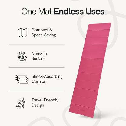 Folding Yoga Mat, TPE Folding Yoga Mat, Foldable Exercise Mat for Yoga, Pilates, Floor Workouts, Compact Design, Travel Friendly, Ideal for Home & Gym, Knee pad, Kneeling pad, No Roll Mat