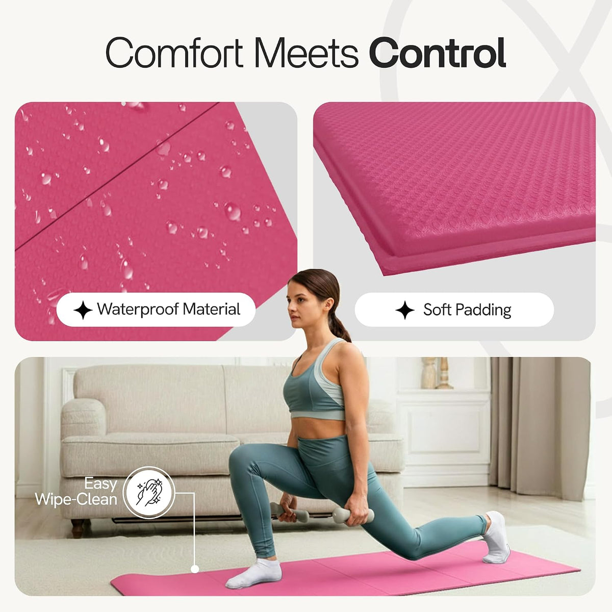 Folding Yoga Mat, TPE Folding Yoga Mat, Foldable Exercise Mat for Yoga, Pilates, Floor Workouts, Compact Design, Travel Friendly, Ideal for Home & Gym, Knee pad, Kneeling pad, No Roll Mat