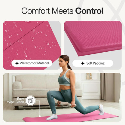 Folding Yoga Mat, TPE Folding Yoga Mat, Foldable Exercise Mat for Yoga, Pilates, Floor Workouts, Compact Design, Travel Friendly, Ideal for Home & Gym, Knee pad, Kneeling pad, No Roll Mat