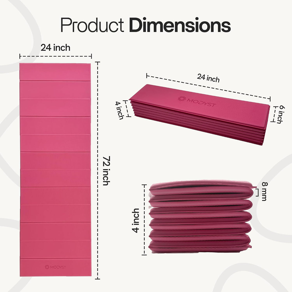 Folding Yoga Mat, TPE Folding Yoga Mat, Foldable Exercise Mat for Yoga, Pilates, Floor Workouts, Compact Design, Travel Friendly, Ideal for Home & Gym, Knee pad, Kneeling pad, No Roll Mat
