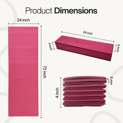 Folding Yoga Mat, TPE Folding Yoga Mat, Foldable Exercise Mat for Yoga, Pilates, Floor Workouts, Compact Design, Travel Friendly, Ideal for Home & Gym, Knee pad, Kneeling pad, No Roll Mat