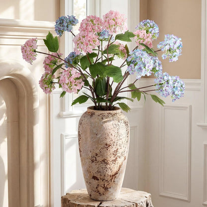 Riceshoot 6 Pcs 30" Hydrangea Artificial Flowers,Pink, Blue