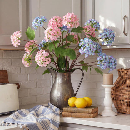 Riceshoot 6 Pcs 30" Hydrangea Artificial Flowers,Pink, Blue