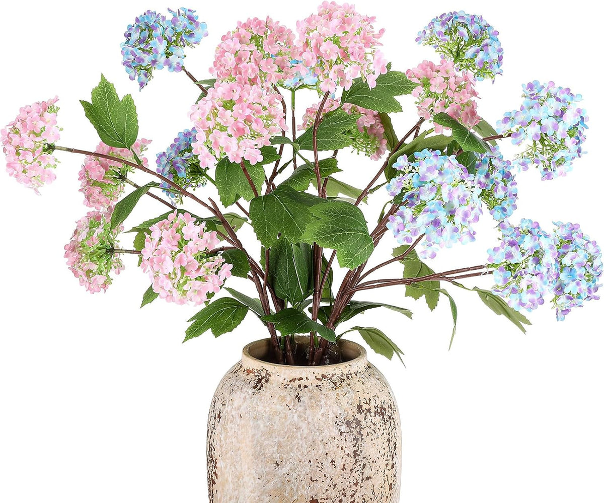 Riceshoot 6 Pcs 30" Hydrangea Artificial Flowers,Pink, Blue