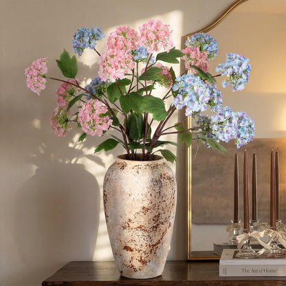 Riceshoot 6 Pcs 30" Hydrangea Artificial Flowers,Pink, Blue