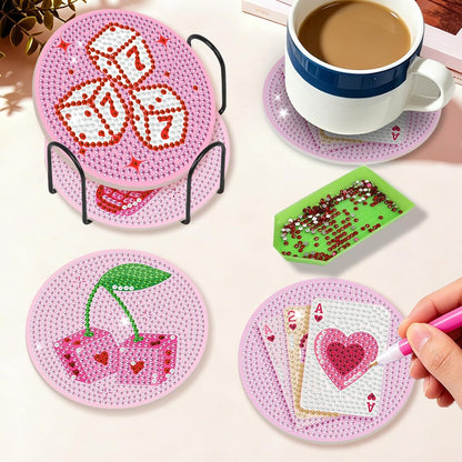 Diamond Art Coasters Kit for Adults, 8PCS Disco Coasters with Holder