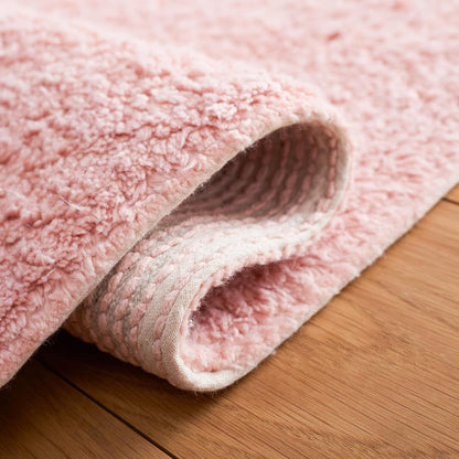 Washable Rug Easy Care Collection - 6' Round, Pink & Ivory, Handmade Cotton, Easy to Clean, Ideal for Living Room, Bedroom, Dining Space (ECR211U)