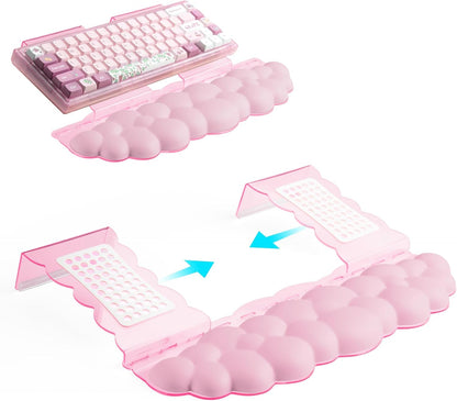 Pink Acrylic Keyboard Stand with Wrist Rest，Detachable/Adjustable Width