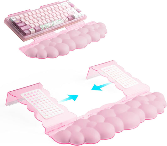 Pink Acrylic Keyboard Stand with Wrist Rest，Detachable/Adjustable Width