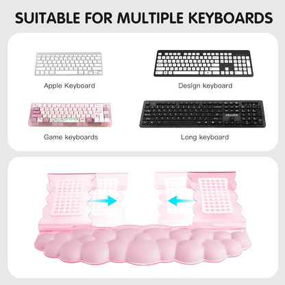 Pink Acrylic Keyboard Stand with Wrist Rest，Detachable/Adjustable Width