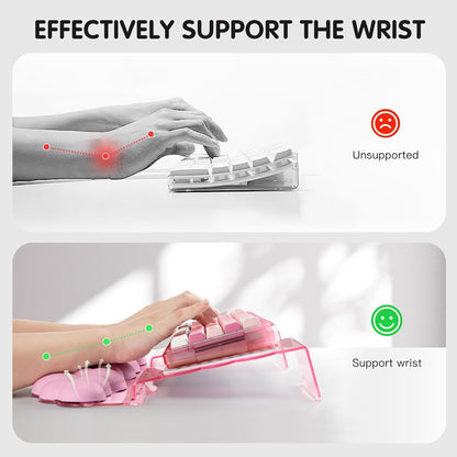 Pink Acrylic Keyboard Stand with Wrist Rest，Detachable/Adjustable Width