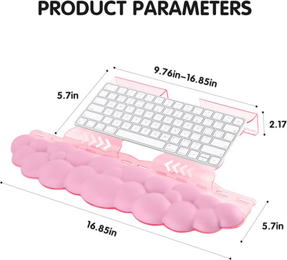Pink Acrylic Keyboard Stand with Wrist Rest，Detachable/Adjustable Width